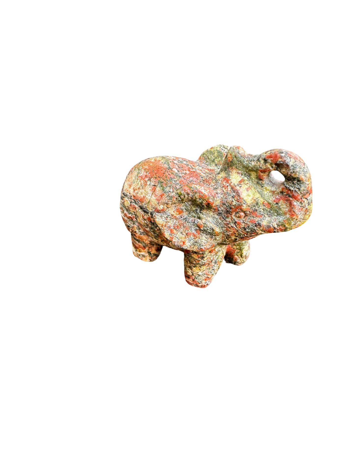 Éléphant en Unakite – Figurine en Pierre Naturelle