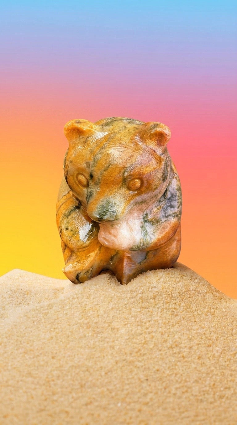 Ours en Jaspe paysage – Figurine sculptée